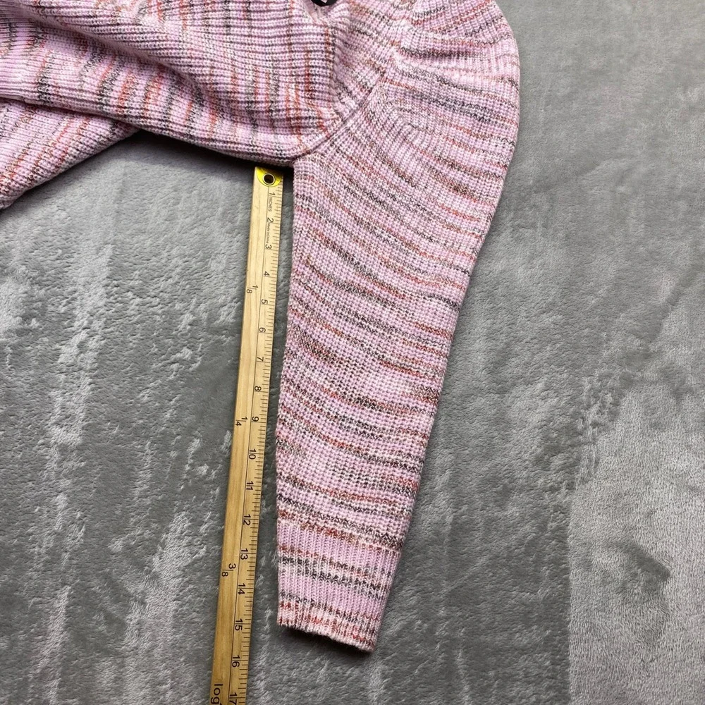 Marc New York Pink Multi Stripe Puff Sleeve Button Front Cardigan Sweater Size S